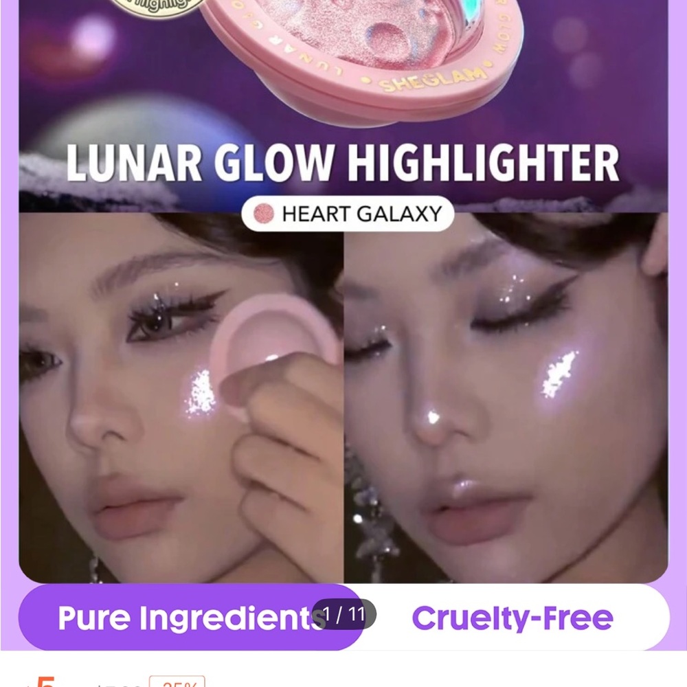 glam Lunar Glow Highlighter - Heart Galaxy
